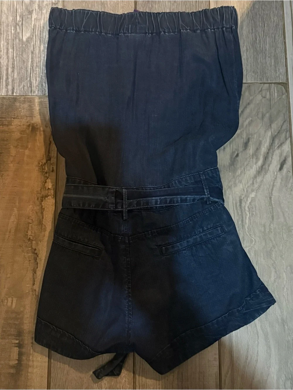 Rich & Skinny 100% Lyocell “Peachy” Soft Denim Strapless Tie-Waist Romper